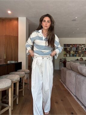 Target White High-Waist Wide-Leg Trousers